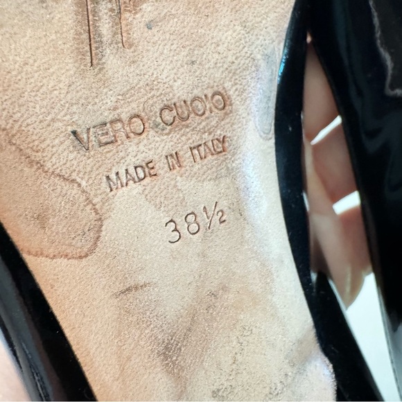 Giuseppe Zanotti Black Patent Leather Peep Toe Pumps Size 38.5 - Picture 11 of 15